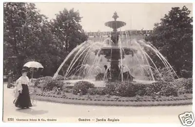 AK, Genf, Genève, Jardin Anglais, belebt, um 1908