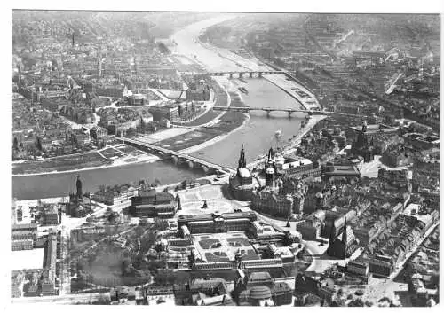 AK, Dresden, Luftbild Altstadt und Neustadt von SW, vor Zerstörung 1945, 1982