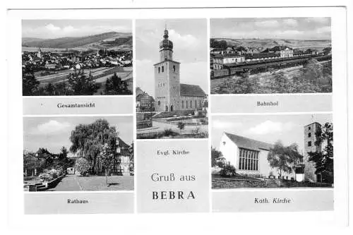 Ansichtskarte, Bebra, fünf Abb., um 1955