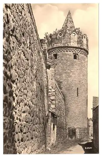 AK, Gransee, Stadtmauer mit Turm, 1961