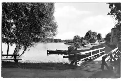 AK, Lychen UM., Brücke mit Partie am See, 1968