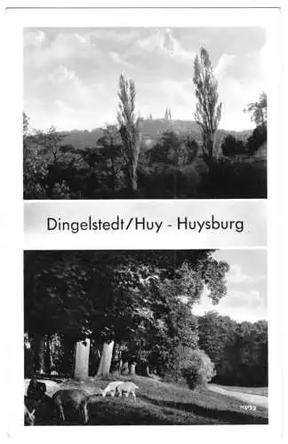 Ansichtskarte, Dingelstedt Huy, Huysburg, Kr. Halberstadt, zwei Abb., 1957