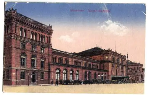 AK, Hannover, Hauptbahnhof, um 1918