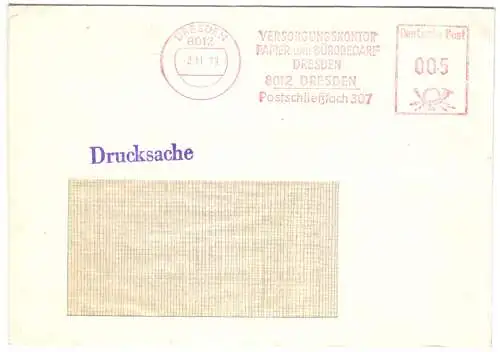 AFS, Versorgungskontor Papier und Bürobedarf Dresden, o Dresden, 8012, 2.11.79