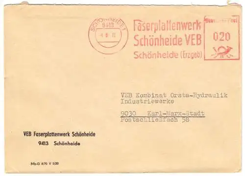 AFS, Faserplattenwerk Schönheide VEB, o Schönheide 1, 9413, 8.8.72