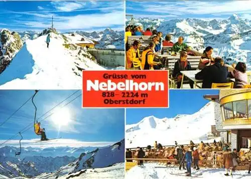AK, Oberstdorf Allgäu, Grüße vom Nebelhorn, vier Abb., 1992