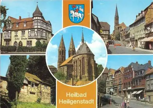Ansichtskarte, Heilbad Heiligenstadt, fünf Abb., Wappen, um 1989