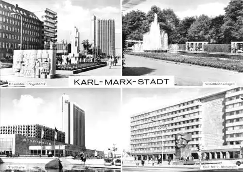 Ansichtskarte, Karl-Marx-Stadt, vier Abb., 1980