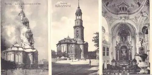 AK Leporello mit 8 AK, Hamburg, Die Gr. St. Michaeliskirche, um 1922