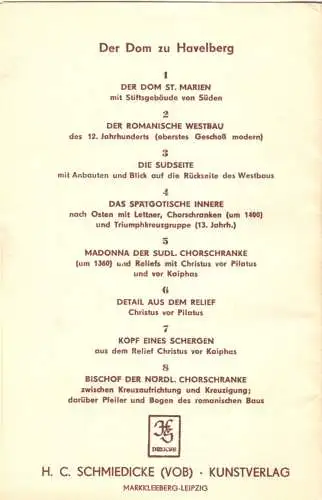 AK-Mappe mit 8 AK, Der Dom zu Havelberg, 1965