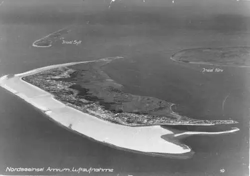 Ansichtskarte, Nordseeinsel Amrum, Luftbildansicht, um 1973