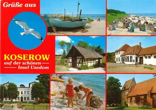 Ansichtskarte, Koserow auf Usedom, sieben Abb., 1994