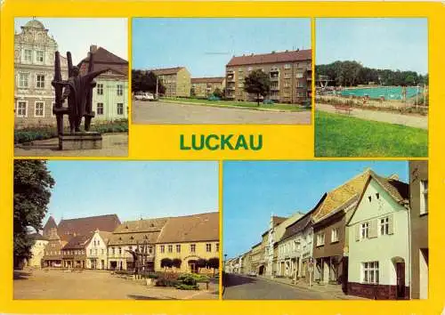 Ansichtskarte, Luckau, fünf Abb., 1982