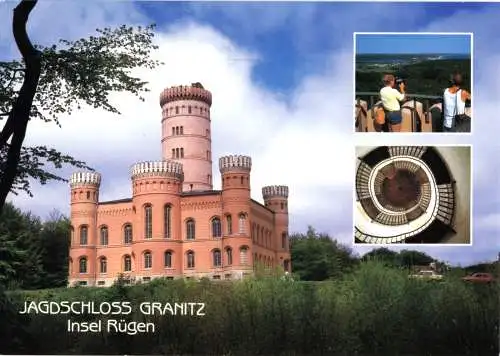 Ansichtskarte, Insel Rügen, Jagdschloß Granitz, drei Abb., um 1995