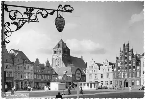 Ansichtskarte, Greifswald, Markt, Echtfoto, ca. 1960