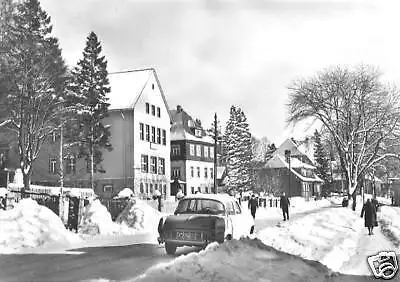 Ansichtskarte, Schierke Oberharz, Brockenstr. im Winter, Pkw, 1965