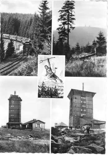 Ansichtskarte, Brocken Harz, vier Abb., 1958