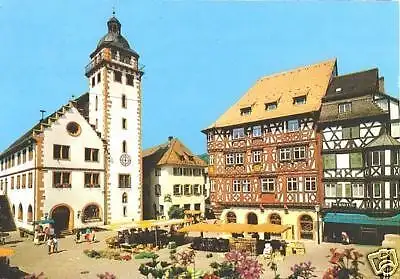 Ansichtskarte, Mosbach Neckar, Marktplatz mit Rathaus, 1983