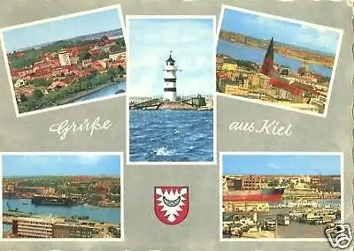 Ansichtskarte, Kiel, fünf Abb., ca. 1960