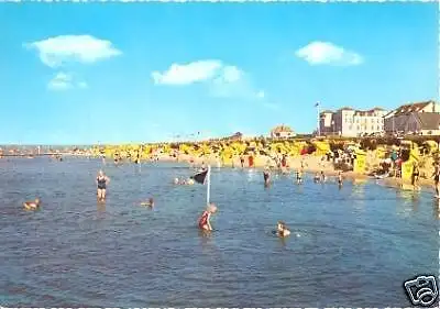 Ansichtskarte, Cuxhaven Duhnen, Strandpartie belebt, 1969