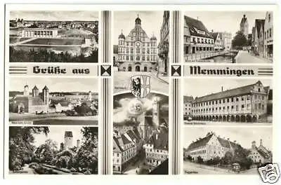Ansichtskarte, Memmingen, acht Abb., gestaltet, ca. 1950