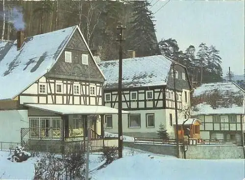 Ansichtskarte, Oybin Kr. Zittau, Teilansicht, Winteransicht, 1985