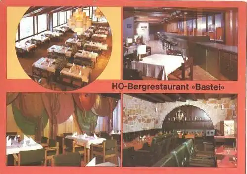 Ansichtskarte, Bastei Kr. Sebnitz, HO-Bergrestaurant "Bastei" 1985