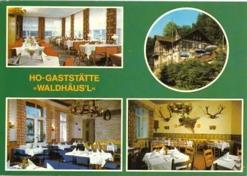 Ansichtskarte, Bad Schandau Sächs. Schweiz, HOG "Waldhäus'l, vier Abb., 1983