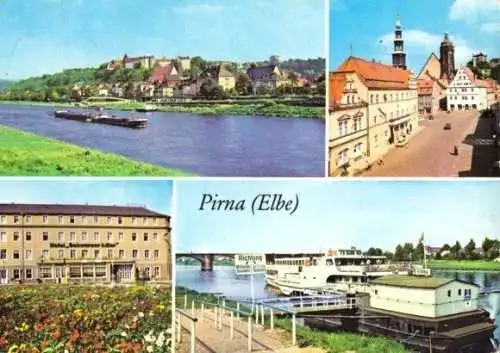 Ansichtskarte, Pirna Elbe, vier Abb., 1982
