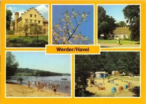 Ansichtskarte, Werder Havel, fünf Abb., u.a. Schloß Petzow, 1988