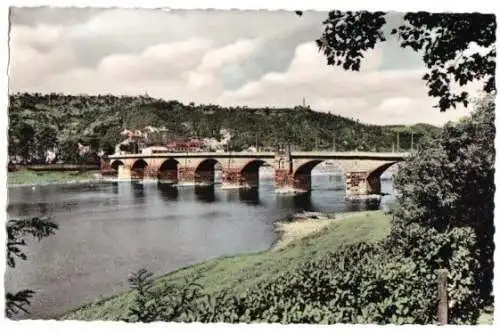 Ansichtskarte, Trier Mosel, Blick auf die Römerbrücke, 1960