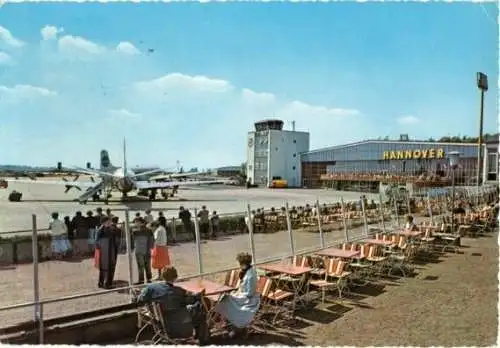 Ansichtskarte, Hannover, Flughafen, belebt, um 1968