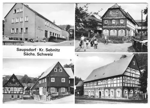 AK, Saupsdorf Kr. Sebnitz, Sächs. Schweiz, vier Abb., Vers. 1, 1985