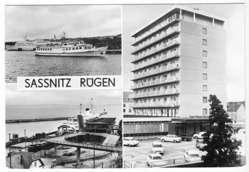 Ansichtskarte, Sassnitz auf Rügen, drei Abb., 1982