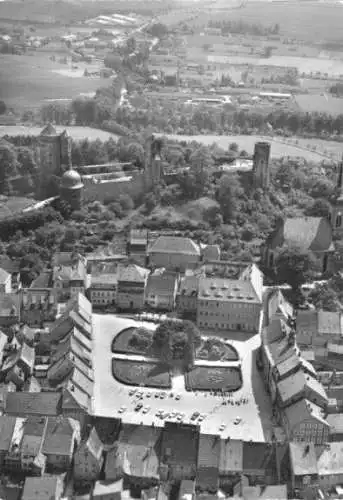 AK, Stolpen, Innenstadt mit Marktplatz, Luftbild, 1975