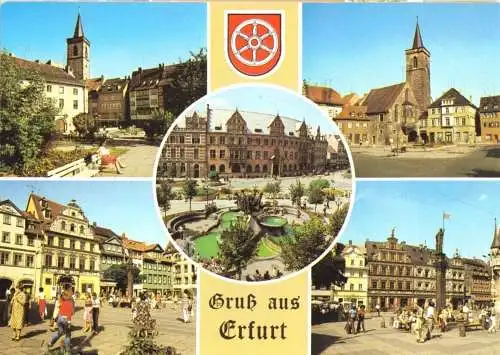 Ansichtskarte, Erfurt, Gruß aus Erfurt, fünf Abb., gestaltet, 1989