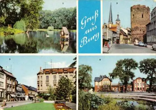 Ansichtskarte, Burg bei Magdeburg, vier Abb., 1965