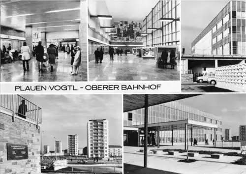 Ansichtskarte, Plauen Vogtl., fünf Abb., Oberer Bahnhof, V1, 1974