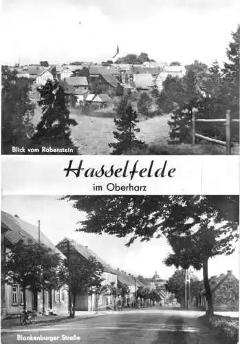 Ansichtskarte, Hasselfelde Oberharz, zwei Abb. u.a. Blankenburger Str., 1968