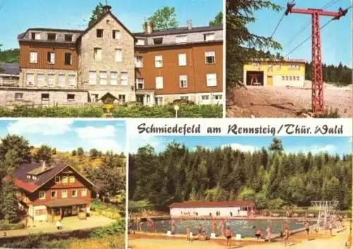 Ansichtskarte, Schmiedefeld am Rennsteig, 4 Abb., Filmbühne, 1980
