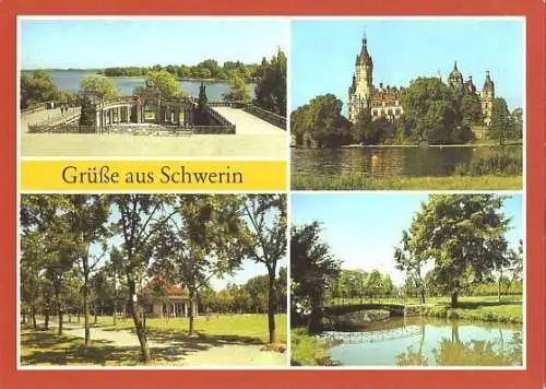 Ansichtskarte, Schwerin, 4 Abb., u.a. Orangerie, 1988