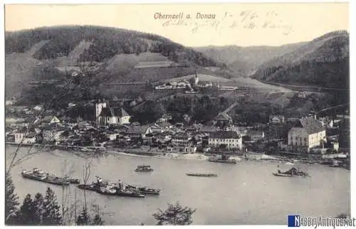 Ansichtskarte, Oberzell a.d. Donau, Teilansicht, 1911