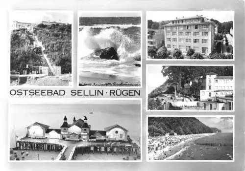 Ansichtskarte, Ostseebad Sellin Rügen, sechs Abb., 1968