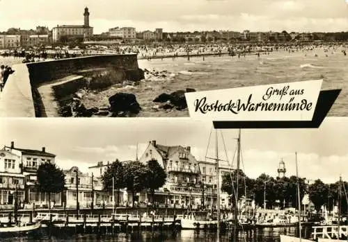 Ansichtskarte, Rostock Warnemünde, zwei Abb., 1963