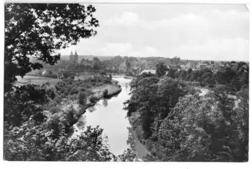 Ansichtskarte, Rochlitz Sachs., Blick über die Mulde, 1956