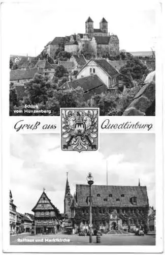 Ansichtskarte, Quedlinburg, zwei Abb., 1956