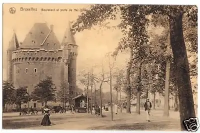 AK, Brüssel, Bruxelles, Boulevard et porte de Hal, 1915