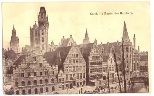 AK, Gand, Gent, La Maison des Bateliers, 1915
