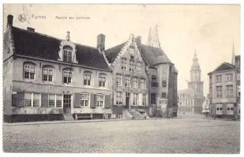 AK, Furnes, Marché aux pommes, 1915