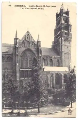 Ansichtskarte, Brügge, Brugge, Bruges, Cathédrale St-Sauveur, 1914